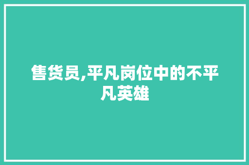 售货员,平凡岗位中的不平凡英雄