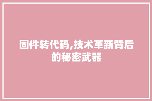 固件转代码,技术革新背后的秘密武器