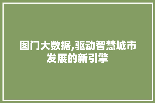 图门大数据,驱动智慧城市发展的新引擎