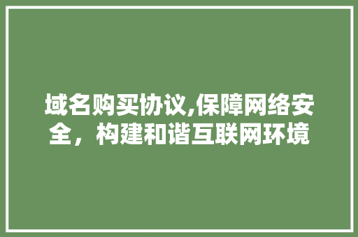 域名购买协议,保障网络安全，构建和谐互联网环境