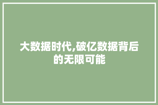 大数据时代,破亿数据背后的无限可能