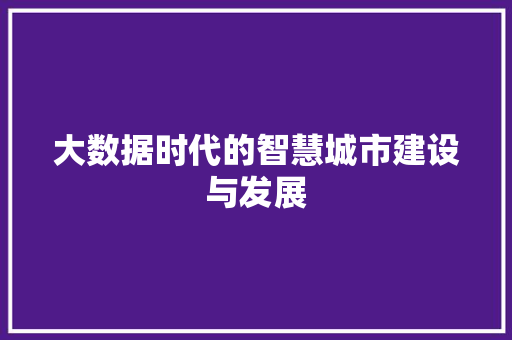 大数据时代的智慧城市建设与发展