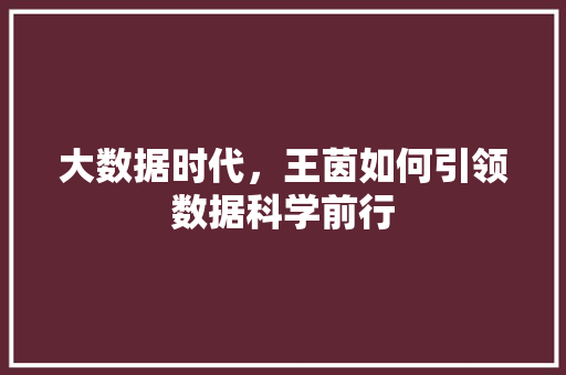 大数据时代，王茵如何引领数据科学前行 RESTful API