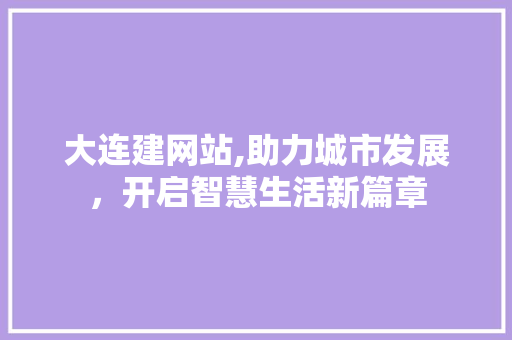 大连建网站,助力城市发展，开启智慧生活新篇章