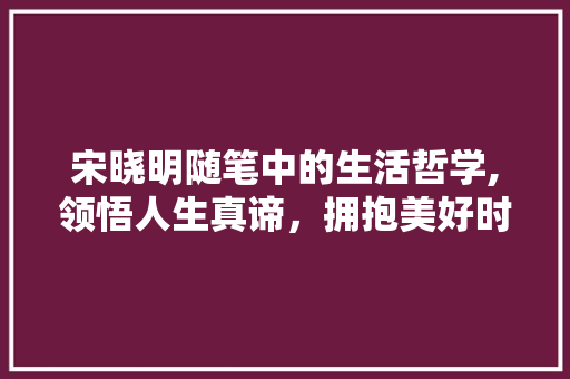 宋晓明随笔中的生活哲学,领悟人生真谛，拥抱美好时光