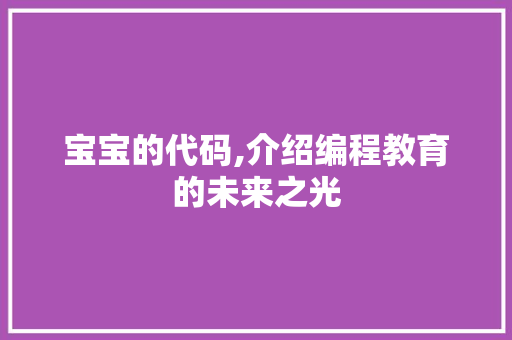 宝宝的代码,介绍编程教育的未来之光