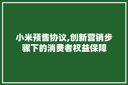 小米预售协议,创新营销步骤下的消费者权益保障 React