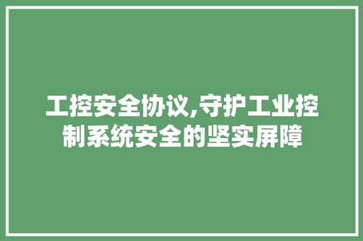 工控安全协议,守护工业控制系统安全的坚实屏障 NoSQL