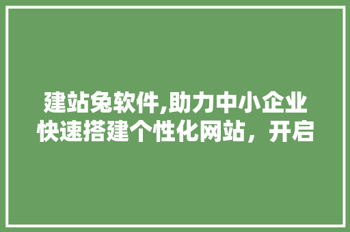 建站兔软件,助力中小企业快速搭建个性化网站，开启线上营销新篇章