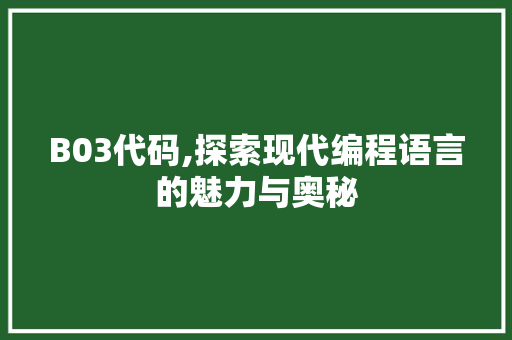 B03代码,探索现代编程语言的魅力与奥秘