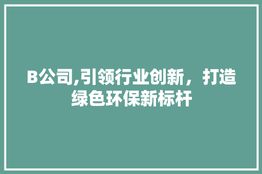 B公司,引领行业创新，打造绿色环保新标杆