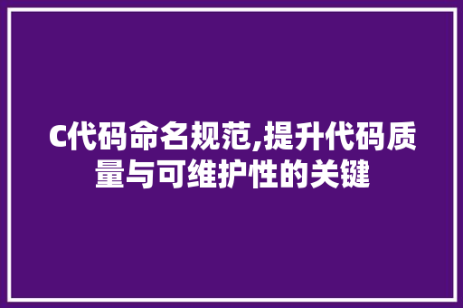 C代码命名规范,提升代码质量与可维护性的关键