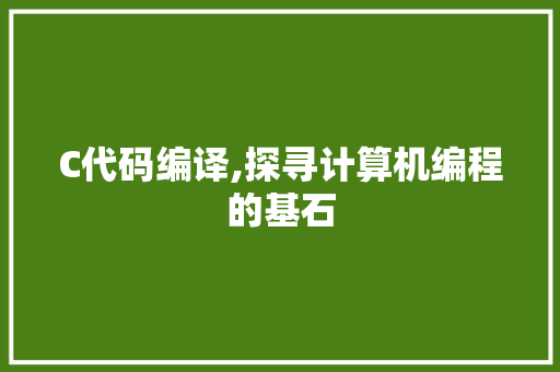 C代码编译,探寻计算机编程的基石