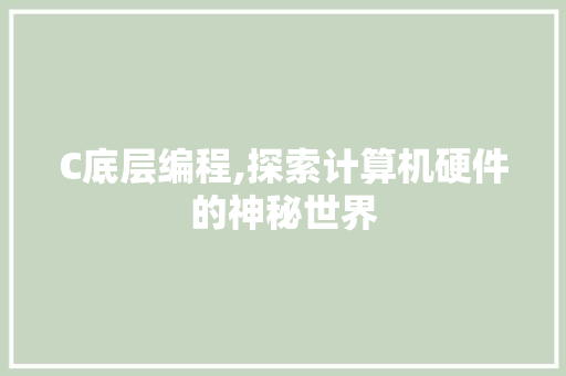 C底层编程,探索计算机硬件的神秘世界