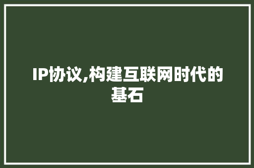 IP协议,构建互联网时代的基石