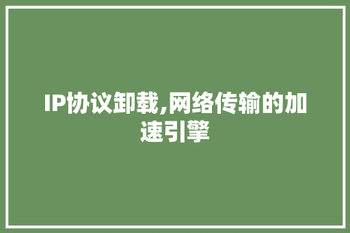 IP协议卸载,网络传输的加速引擎