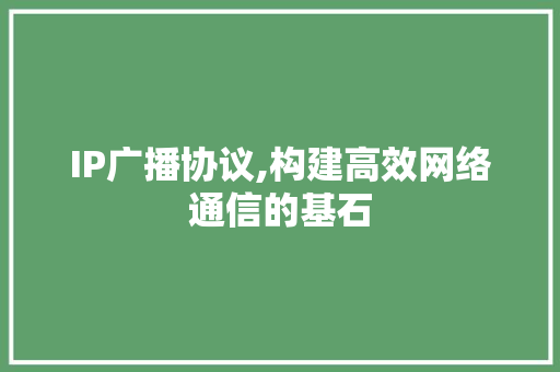 IP广播协议,构建高效网络通信的基石