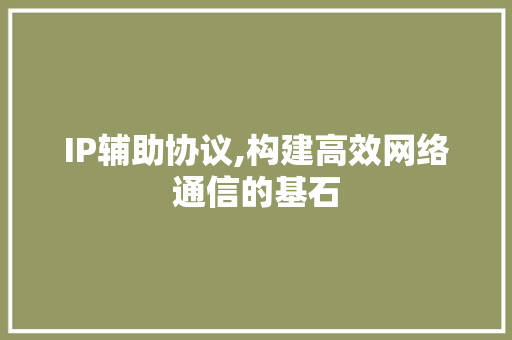 IP辅助协议,构建高效网络通信的基石