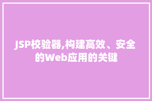 JSP校验器,构建高效、安全的Web应用的关键