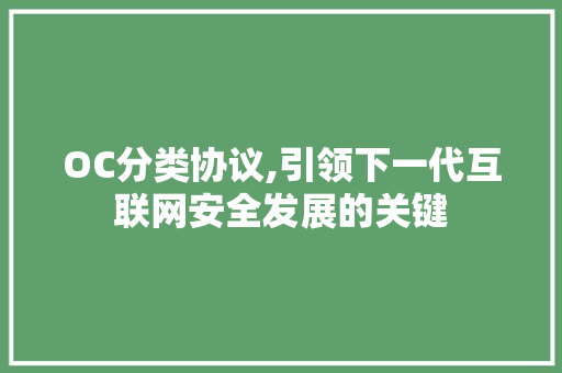 OC分类协议,引领下一代互联网安全发展的关键