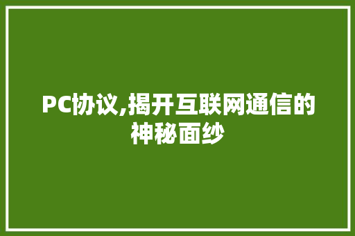 PC协议,揭开互联网通信的神秘面纱