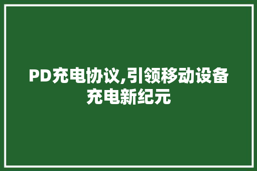 PD充电协议,引领移动设备充电新纪元