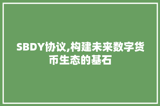 SBDY协议,构建未来数字货币生态的基石