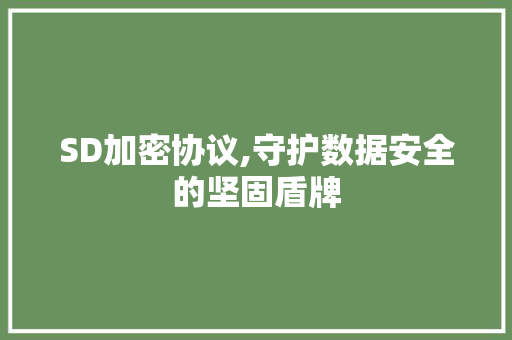 SD加密协议,守护数据安全的坚固盾牌