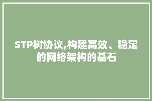 STP树协议,构建高效、稳定的网络架构的基石