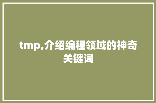 tmp,介绍编程领域的神奇关键词