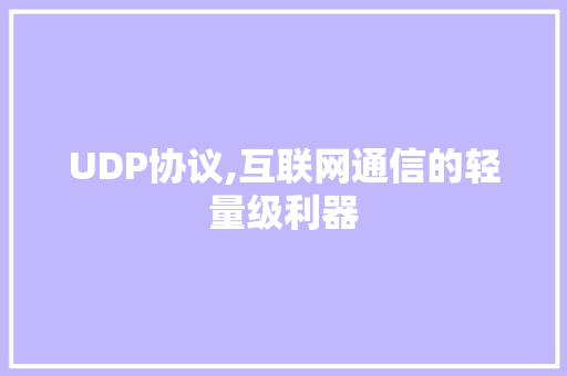 UDP协议,互联网通信的轻量级利器