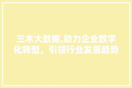 三木大数据,助力企业数字化转型，引领行业发展趋势