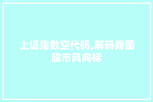 上证指数空代码,解码我国股市风向标