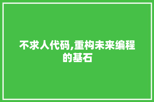 不求人代码,重构未来编程的基石