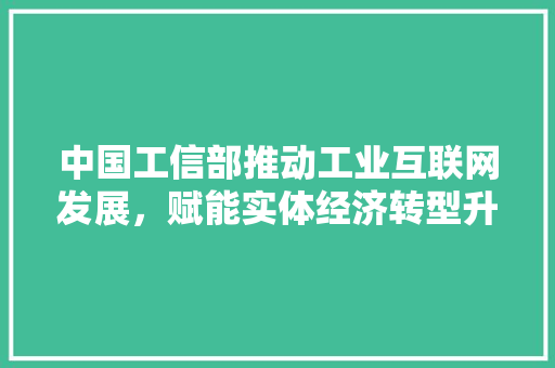 中国工信部推动工业互联网发展，赋能实体经济转型升级