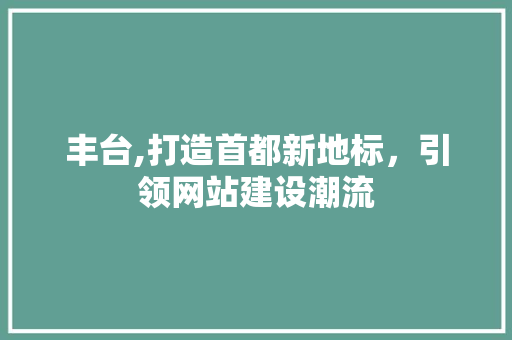 丰台,打造首都新地标，引领网站建设潮流