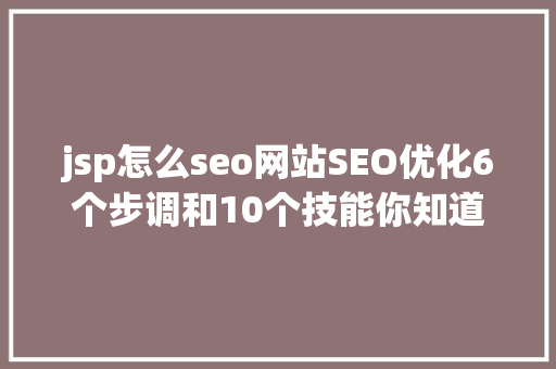 jsp怎么seo网站SEO优化6个步调和10个技能你知道吗