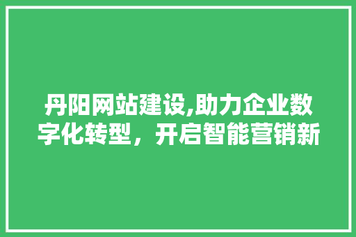 丹阳网站建设,助力企业数字化转型，开启智能营销新篇章