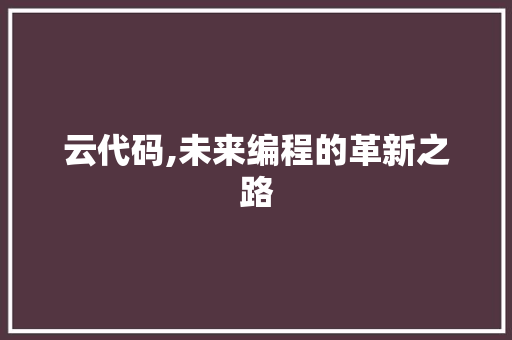 云代码,未来编程的革新之路