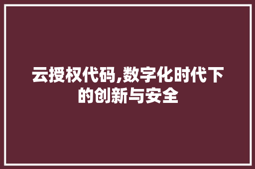 云授权代码,数字化时代下的创新与安全