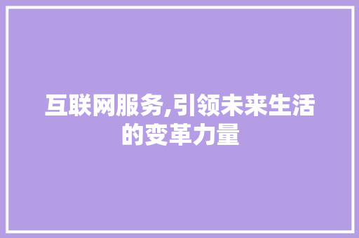 互联网服务,引领未来生活的变革力量