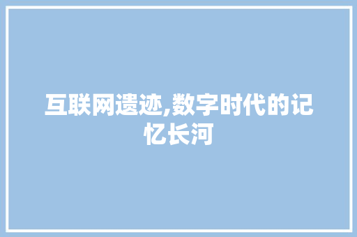 互联网遗迹,数字时代的记忆长河