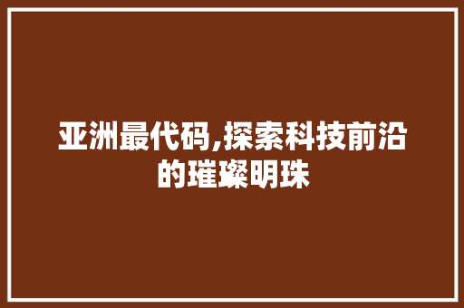 亚洲最代码,探索科技前沿的璀璨明珠