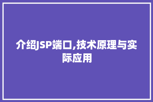 介绍JSP端口,技术原理与实际应用