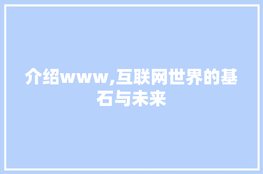 介绍www,互联网世界的基石与未来