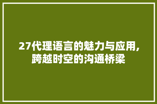 27代理语言的魅力与应用,跨越时空的沟通桥梁