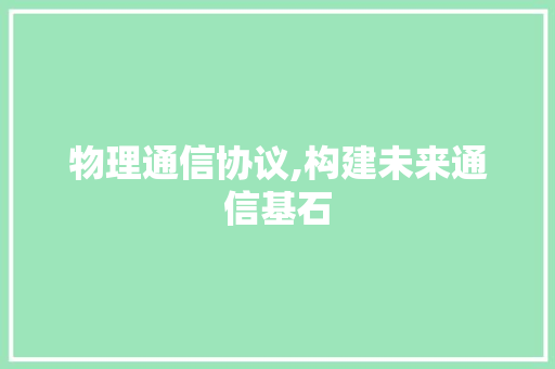 物理通信协议,构建未来通信基石