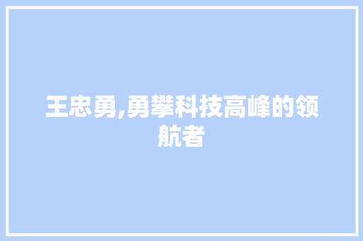 王忠勇,勇攀科技高峰的领航者