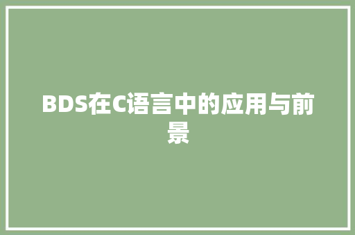 BDS在C语言中的应用与前景