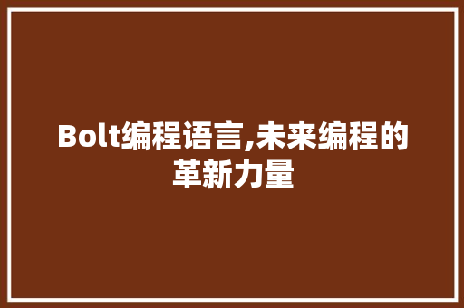 Bolt编程语言,未来编程的革新力量